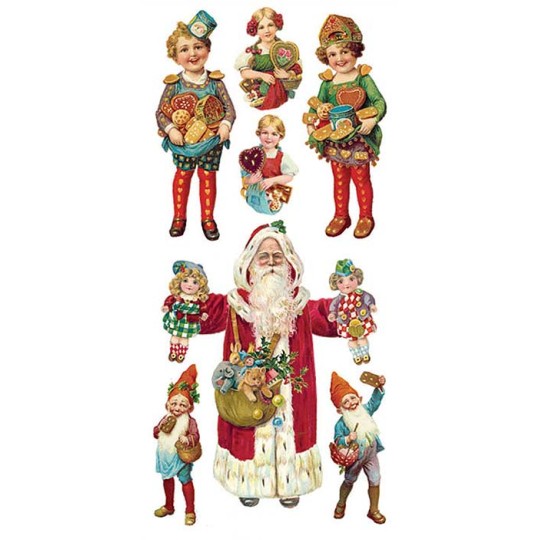 1 Sheet of Stickers Victorian Santa and Gingerbread Children